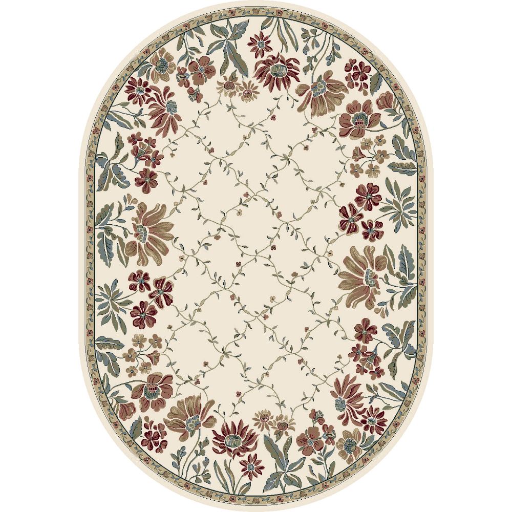 Dynamic Rugs 57084-6464 Ancient Garden 2.7 Ft. X 4.7 Ft. Oval Rug in Ivory